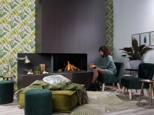 קמין גז בנוי פינתי חזית וצד מדגם summum-100C