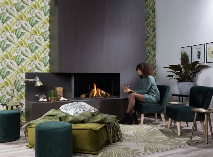 קמין גז בנוי פינתי חזית וצד מדגם summum-100C